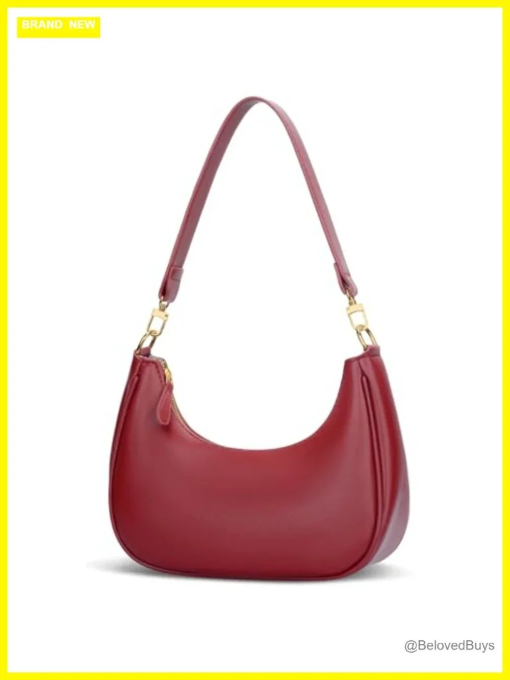 Crescent Shoulder Bag Crossbody Hobo Clutch with Detachable Strap | Faux Leather